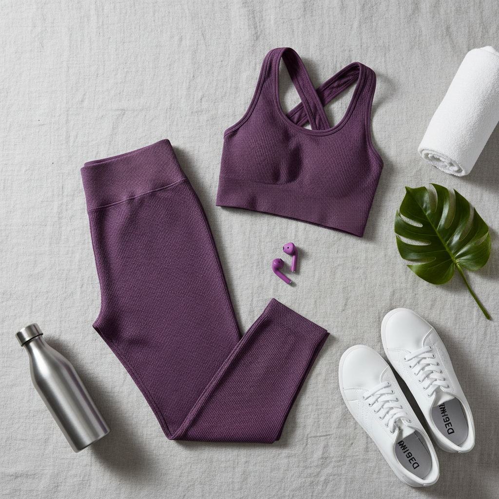 Ensemble violet flatlay lin